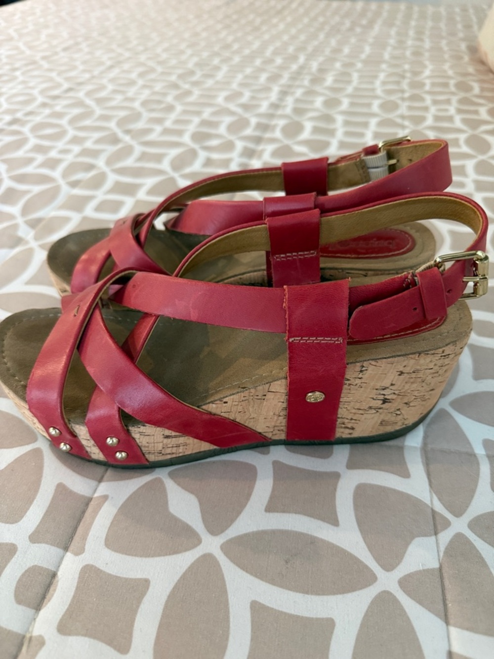 bussola Red Leather Crisscross Slingback Sandals - Picture 3 of 4